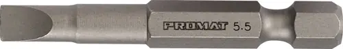 BIT VOOR SLEUFSCHROEVEN 5,5 MM LENGTE 50 MM 1/4 INCH E6,3 SNEDESTERKTE 1 MM TW