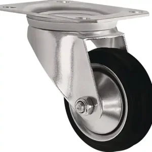 ZWENKWIEL WIEL D. 200MM DRAAGVERMOGEN 205KG MASSIEF RUBBER PLAAT L135XB110MM