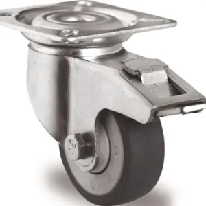 ZWENKWIEL MET TOTAALKLEM WIEL D. 75MM DRAAGVERMOGEN 75KG MET SCHROEFPLAAT KOGE