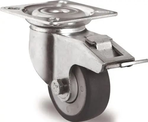 ZWENKWIEL MET TOTAALKLEM WIEL D. 75MM DRAAGVERMOGEN 75KG MET SCHROEFPLAAT KOGE