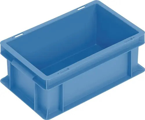 TRANSPORTSTAPELBAK L300XB200XH120MM BLAUW PP SCHELPGREEP ZIJWANDEN GESLOTEN TW