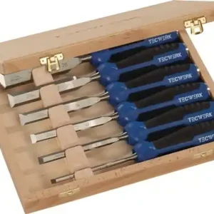 STEEKBEITELSET 6,10,12,16,20,26 MM 2-COMPONENTENGREEP 6-DELIG HOUTEN KIST TECWER