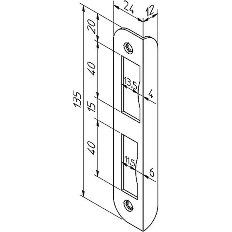 HP 1266/12 DR.2+4 BULK PER 10 HOEKSLUITPLAAT, STAAL VERZINKT 24X135-12