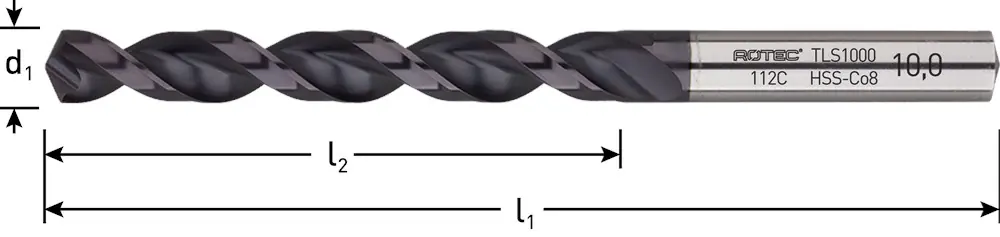 HSS-E SPIRAALBOOR, DIN 338, TYPE TLS1000, TIALN, ø4,3