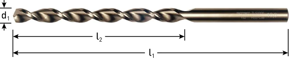 HSS-E SPIRAALBOOR, DIN 340, TYPE TLS1000, ø4,0X78X119