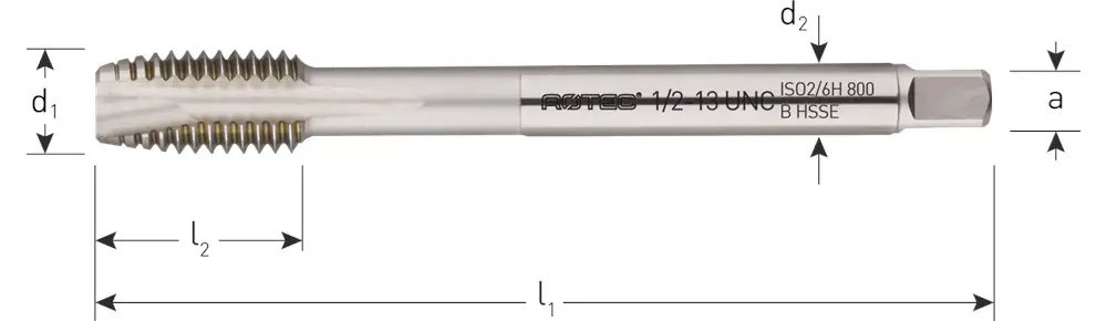 HSS-E MACHINETAP '800', DOORLOPEND, DIN 376, UNC 5/8"-11