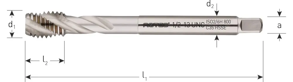 HSS-E MACHINETAP '800', BLIND, DIN 376, UNC 7/8"-9