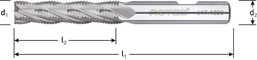 HSS-E RUWFREES, TYPE HR, DIN 844, LANG, ONGECOAT, ø20