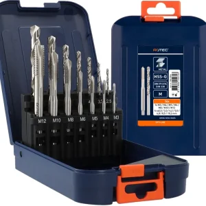 TAPPEN- EN BORENSET HSS-G, DOORL, 7+7-DLG., M3-M12 ABS