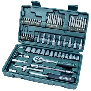 DOPPENDOOS 65 DLG 1/4 ", SET MET RATELSLEUTEL, TOEBEHOREN BITS EN DOPS