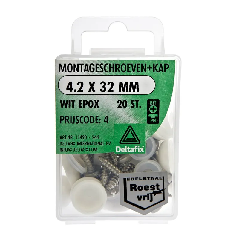 MONTAGESCHROEF KLEUR RVS A2 WIT 4.2 X 32 MM DIN 7981C 20ST