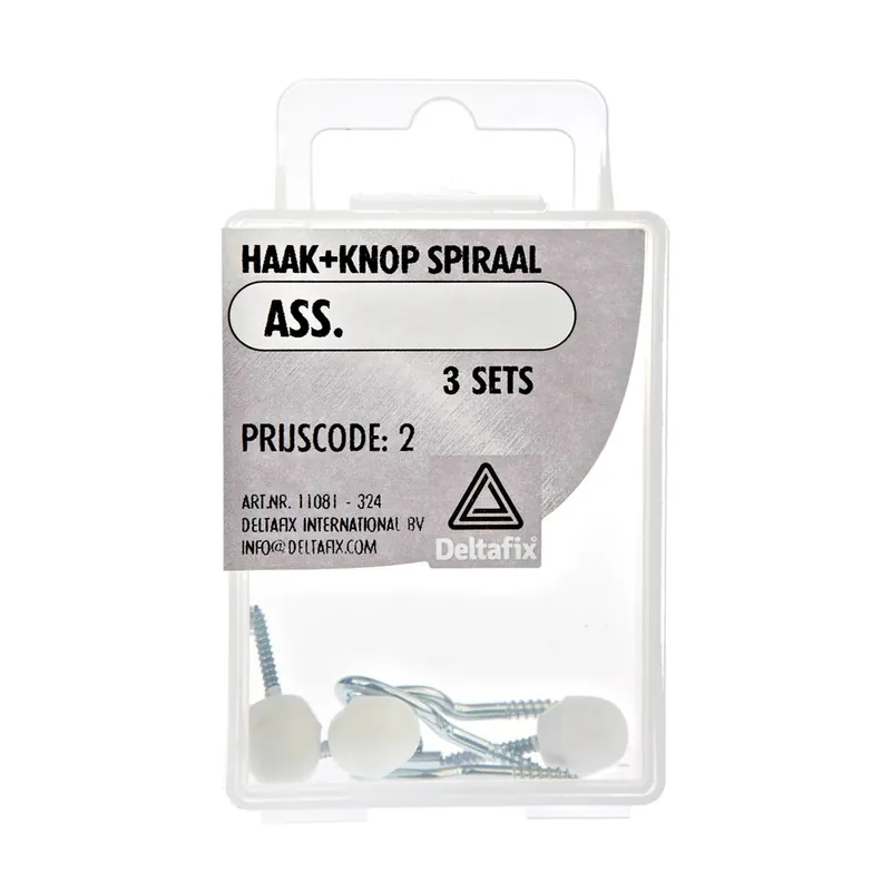GORDIJNSPIRAAL HAAK + KNOP ASS. 3 SETS