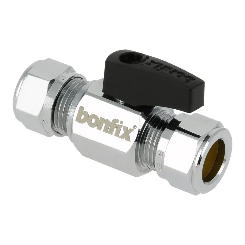 BONFIX KOGELSTOPKRAAN RECHT KNEL 15X15 (ZWARTE KNOP)