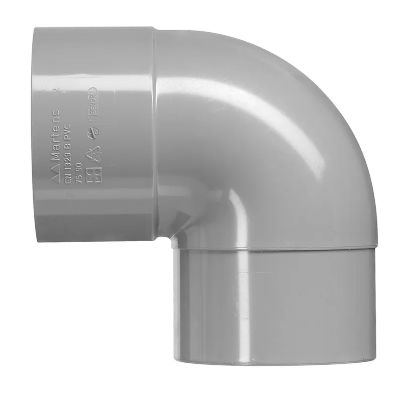 BOCHT PVC 1X LIJMMOF/VERJONGING SPIE-EIND Ø 75MM 90º