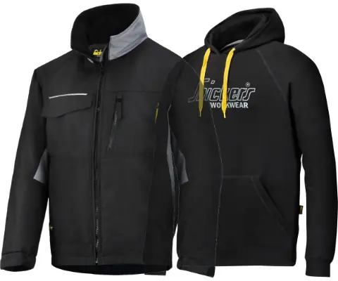 WINTER JACK, RIP-STOP, ZWART-DONKER GRIJS , L MET GRATIS HOODIE