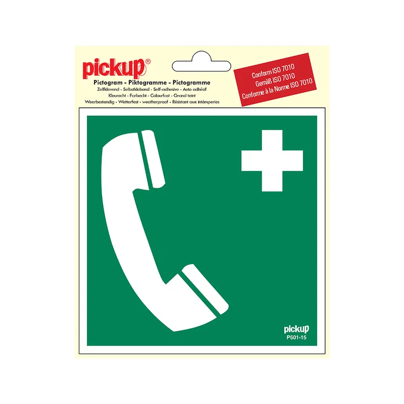 STICKER TELEFOON VOOR REDDING/1E HULP PICTO 150X150 MM