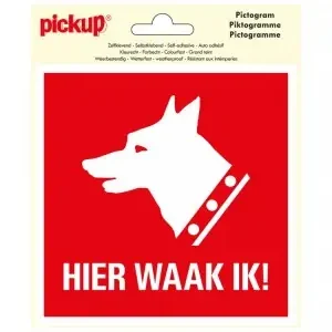STICKER HIER WAAK IK! 150X150 MM