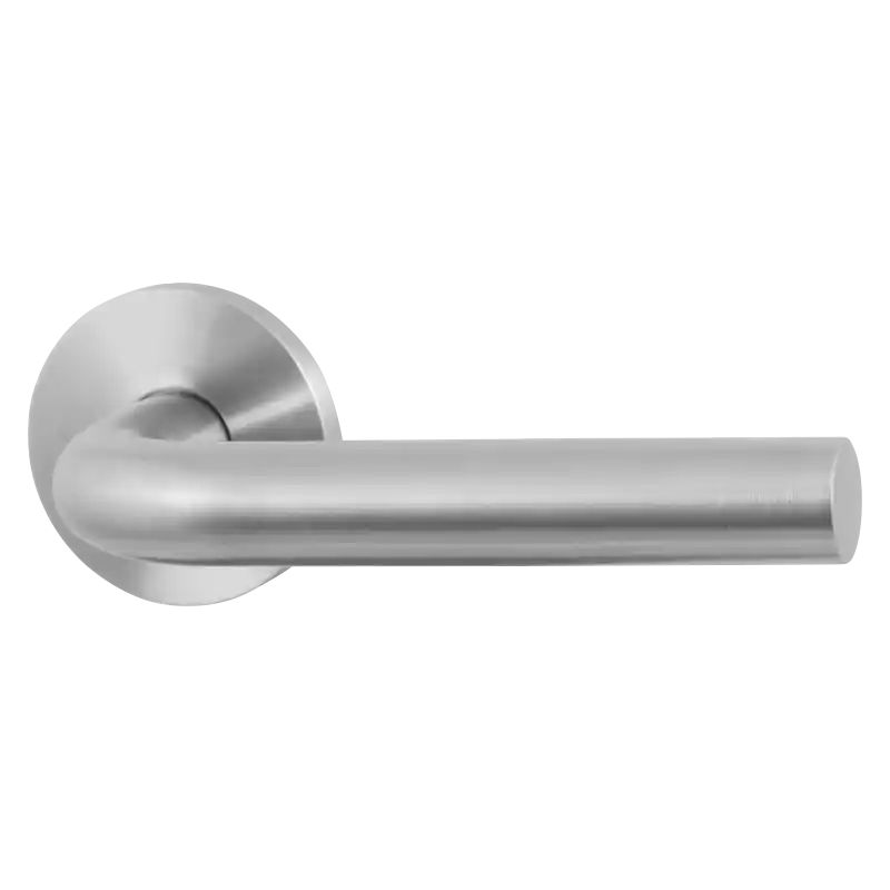 GPF100VR RVS GEBORSTELD L-MODEL 19MM DEURKRUK OP ROZET 53X6MM