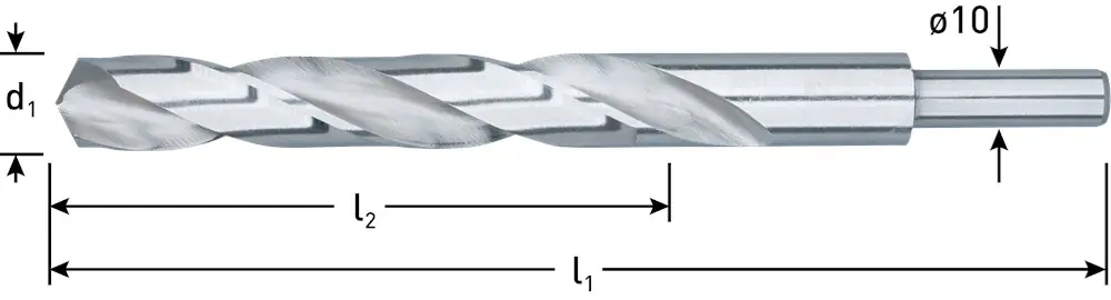 HSS-G SPIRAALBOOR, DIN 338, TYPE N, D2=10, ø15,5