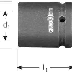 KRACHTDOP, BINNENVIERKANT 3/4", KORT, L=70, SW 50