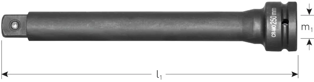 VERLENGSTUK VIERKANT 1" L=250