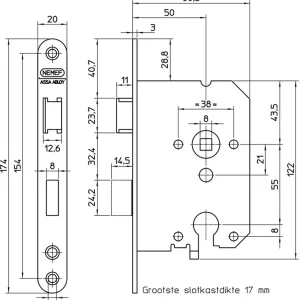 1269/5-50 DR.1+3 KRIMP DEURSLOT, DM50MM, PC55MM, KRUKGAT 8MM, VOORPLAA