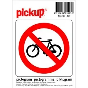 STICKER VERBODEN VOOR FIETSEN PICTO 100X100 MM