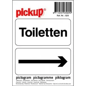 STICKER TOILETTEN MET PIJL (2 OP 1) 100X100 MM