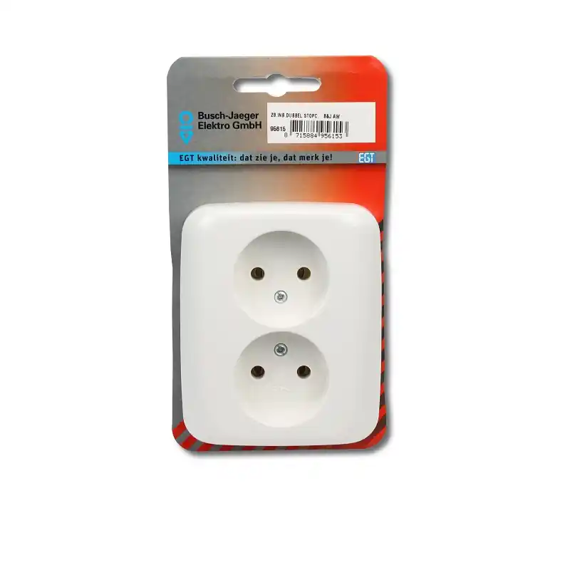 BUSCH-JAEGER INBOUW DUBBEL STOPCONTACT KLEUR WIT