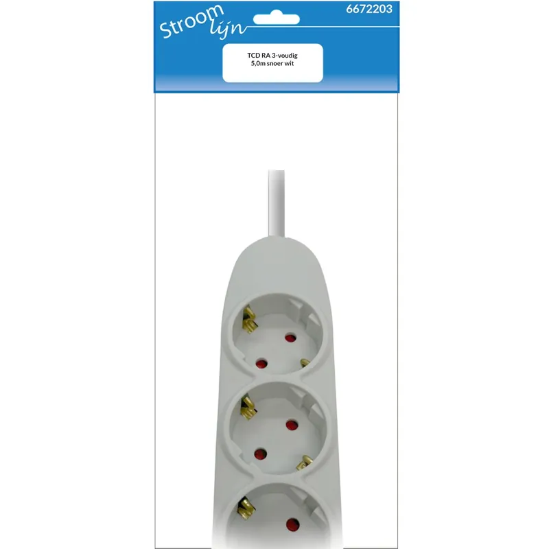 TAFELCONTACTDOOS RANDAARDE 3-VOUDIG 5 METER SNOER WIT