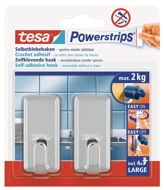 TESA POWERSTRIPS® LARGE CLASSIC CHROOM