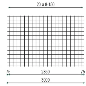 Bouwstaalmat PS-335A, 8/150mm, 3x2m