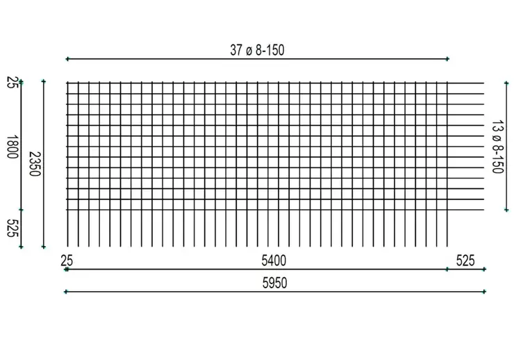 Bouwstaalmat B 335-A, 8/150mm, 5,95x2,35m
