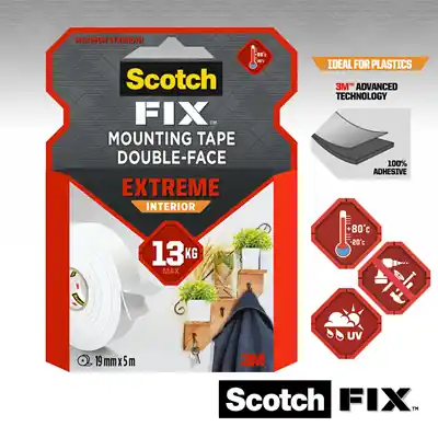 1071424 - SCOTCH-FIX EXTR INTERIOR MONT.TAPE 19MMX5M, 1 ROL/PACK