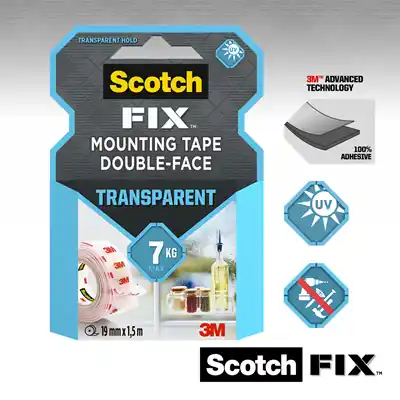1071432 - SCOTCH-FIX™ TRANSPARANTE MONTAGE TAPE 19MMX5M, 1 ROL/PA