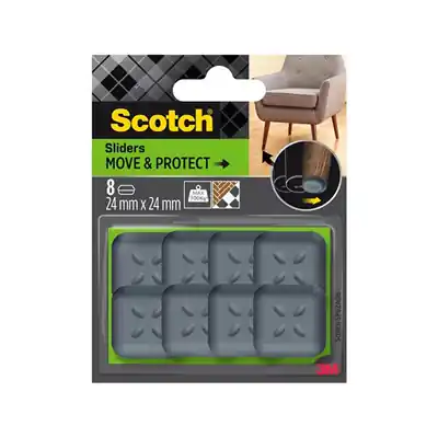 1070701 - SCOTCH® MOVE & PROTECT SLIDERSZELFKLEVEND GRIJS 24MM X 24MM