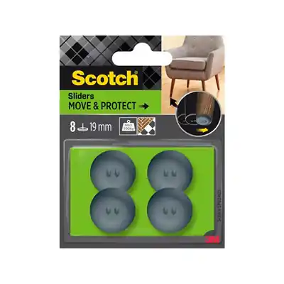 1070233 - SCOTCH® MOVE & PROTECT SLIDERSLIJM, GRIJS, Ø 19 MM, 8/PACK -