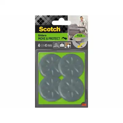 1070236 - SCOTCH® MOVE & PROTECT FLEX SLIDERS LIJM, GRIJS, Ø 40 MM,
