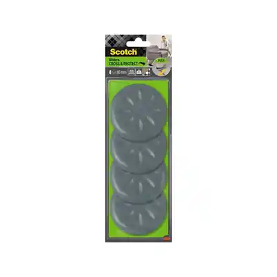 1070241 - SCOTCH® MOVE & PROTECT FLEX SLIDERS LIJM, GRIJS, Ø 80 MM,