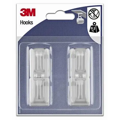 1062868 - 3M ZELFKLEVENDE KUNSTOF RECHTHOEK HAAK - WIT (4 HAKEN)