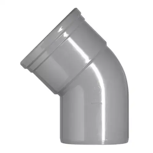PVC BOCHT 125 MM 45°, MANCHET X SPIE, GRIJS, KOMO