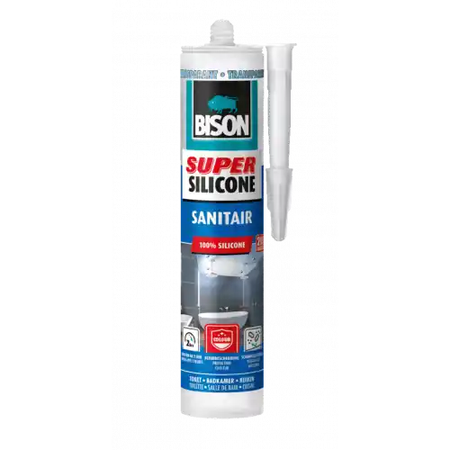 BISON SUPER SILICONE SANITAIR TRANSPARANT KOKER 300 ML NL/FR
