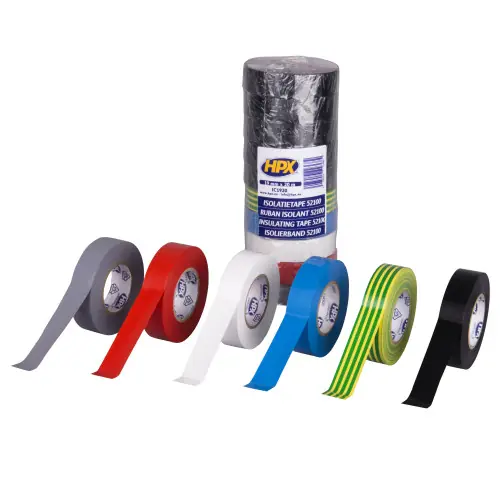 HPX PVC ISOLATIETAPE VDE - GEMENGD 19MM X 20M - SET VAN 10