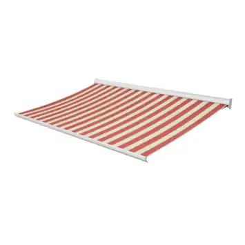 Knikarmscherm Staccato streep rood/wit (kleurnr. 8211) op maat