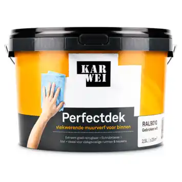 Karwei Perfectdek vlekwerend muurverf RAL 9010 mat 2,5 liter