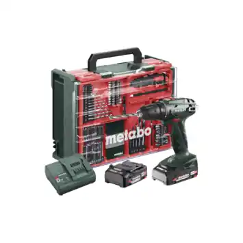 Metabo 18V accuboormachine BS18 inclusief 2 accu's 2.0Ah + lader en accessoire-set in koffer
