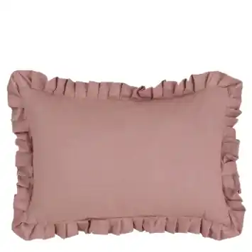Kussen ruffled oud roze - l55xb35xh10cm