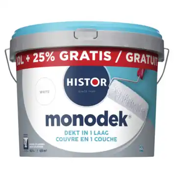 Histor Monodek muurverf wit 10 liter + 25% gratis