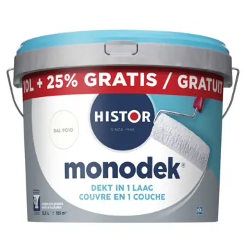Histor Monodek muurverf RAL 9010 gebroken wit 10 liter + 25% gratis