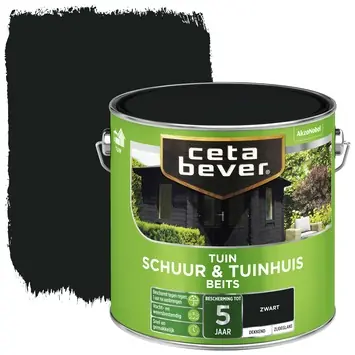 CetaBever Tuinbeits Schuur & Tuinhuis zijdeglans dekkend zwart 2,5 liter